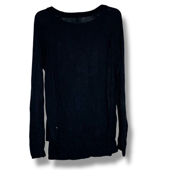 Lululemon Black Sweater Crewneck Long Length High Low Slit Side Hem Women’s S/M - Picture 4 of 12